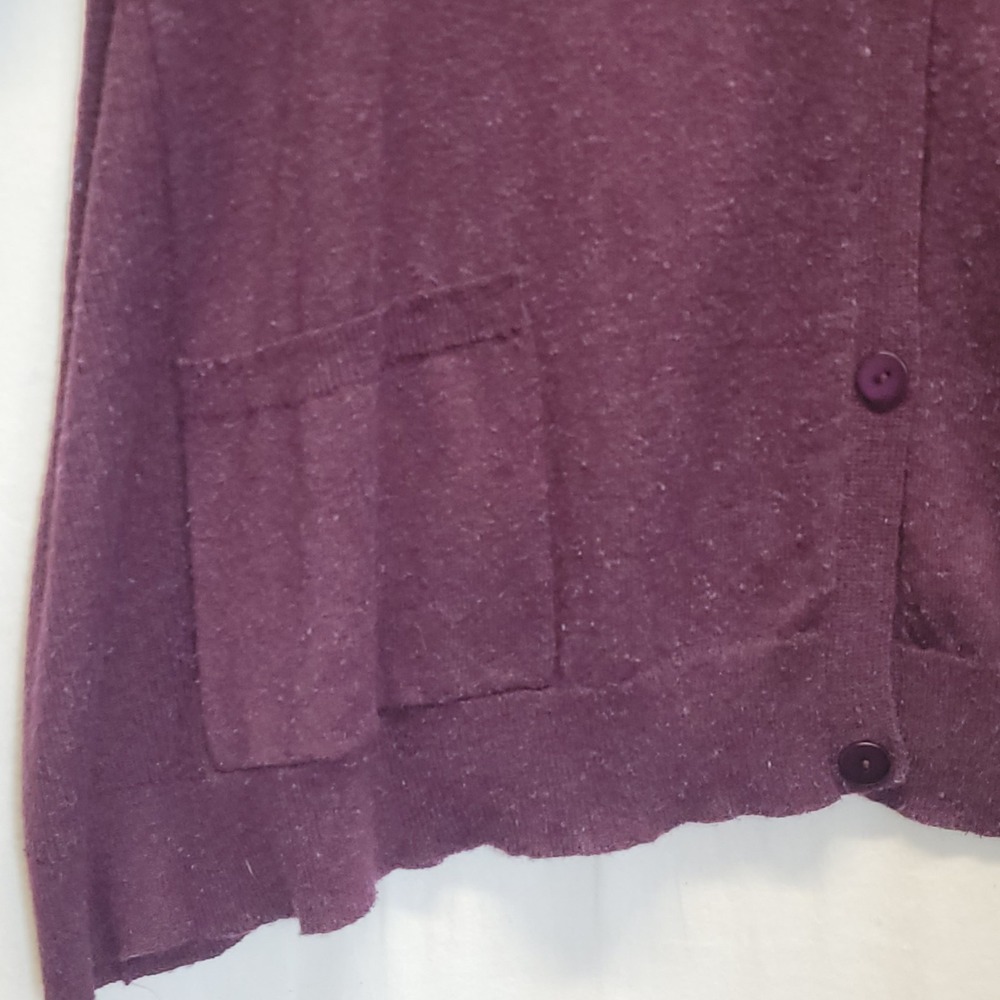 NWT Eileen Fisher LG Purple Plum Speckle Knit V Neck Cardigan Sweater Wool Silk - Picture 3 of 16